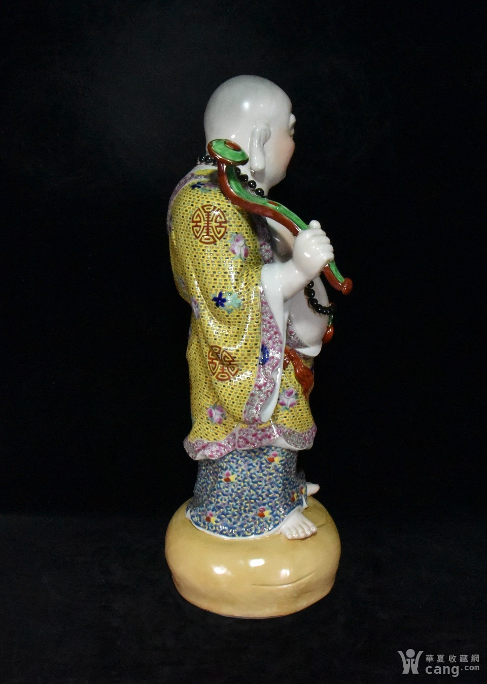 民国曾龙升珐琅彩雕刻如意弥勒佛一尊