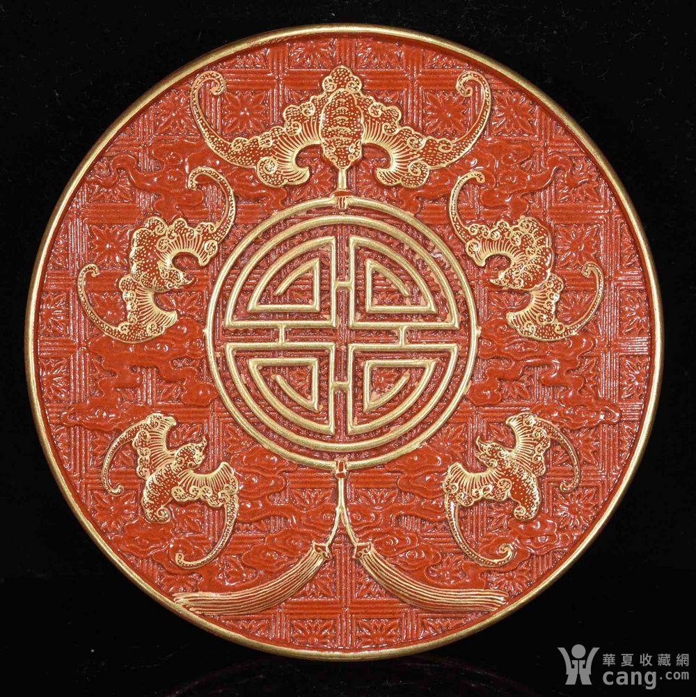 清乾隆shanhu红鎏金五福捧寿纹胭脂盒