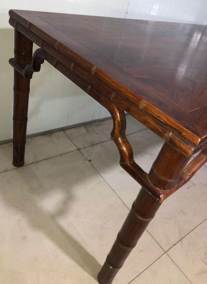 黄花梨竹节画案桌子