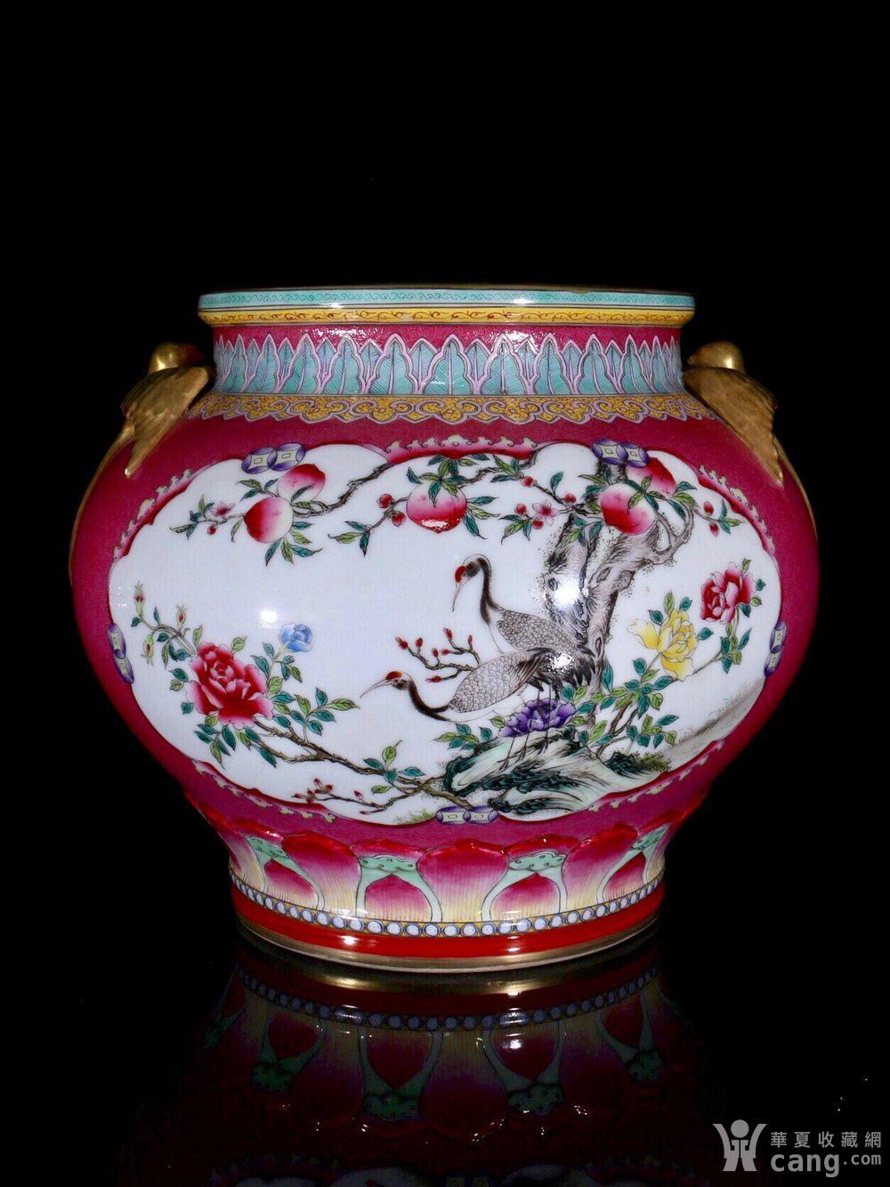 清乾隆胭脂红珐琅彩花鸟纹燕子罐