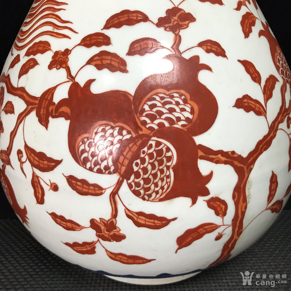 明宣德青花矾红花鸟玉壶春瓶 规格47 30.