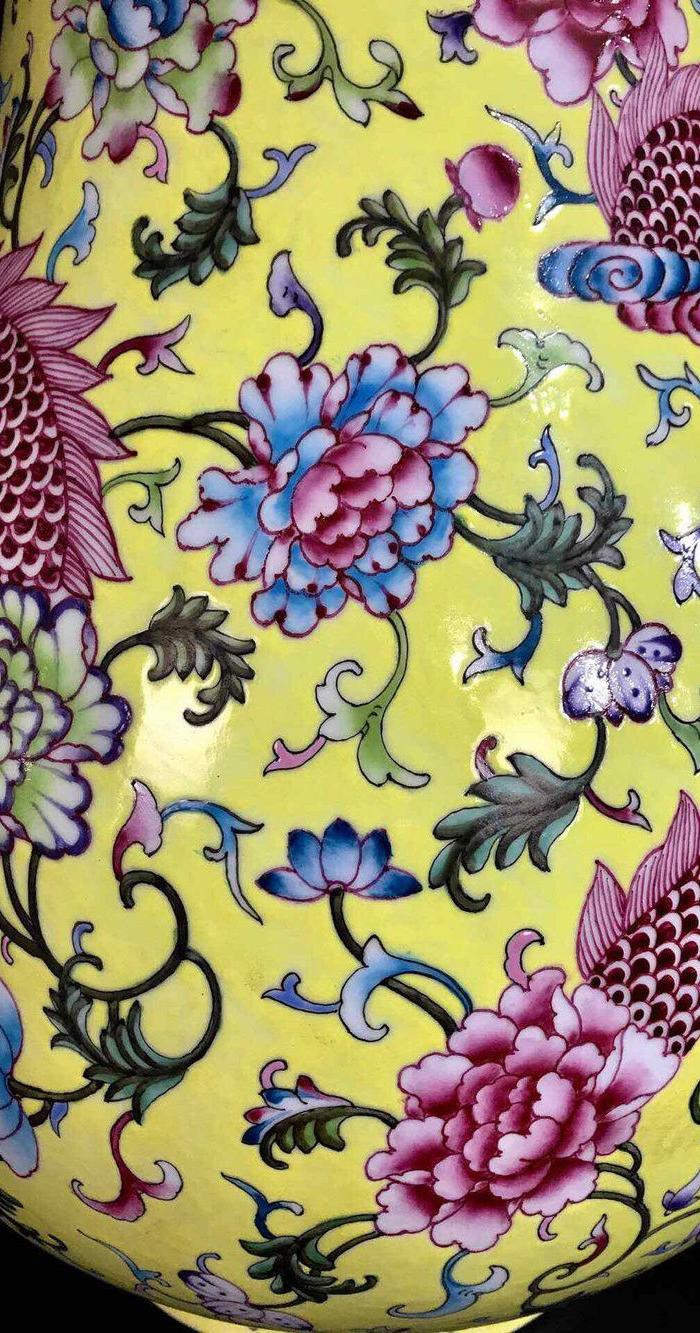 zhen金珐琅彩龙穿花纹双耳尊一对