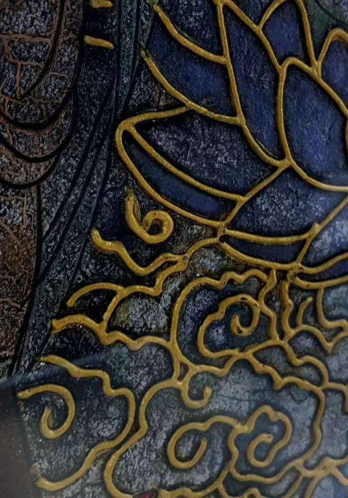 敦煌壁画系沥粉贴金三圣佛摆件