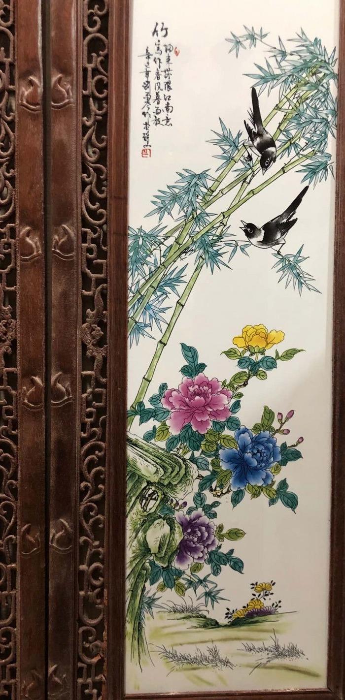 珠山八友之刘雨岑作品赏析! 《梅兰竹菊》挂屏