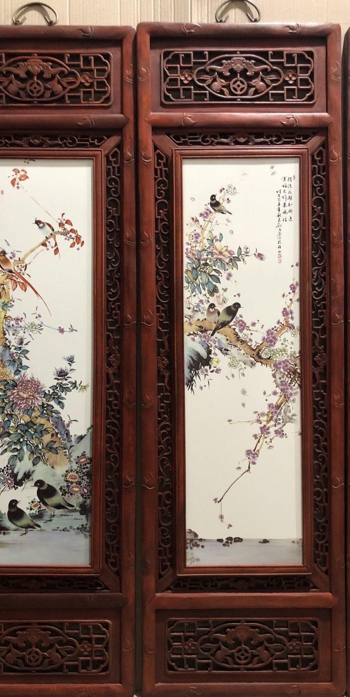 珠山八友之刘雨岑作品赏析! 《梅兰竹菊》挂屏