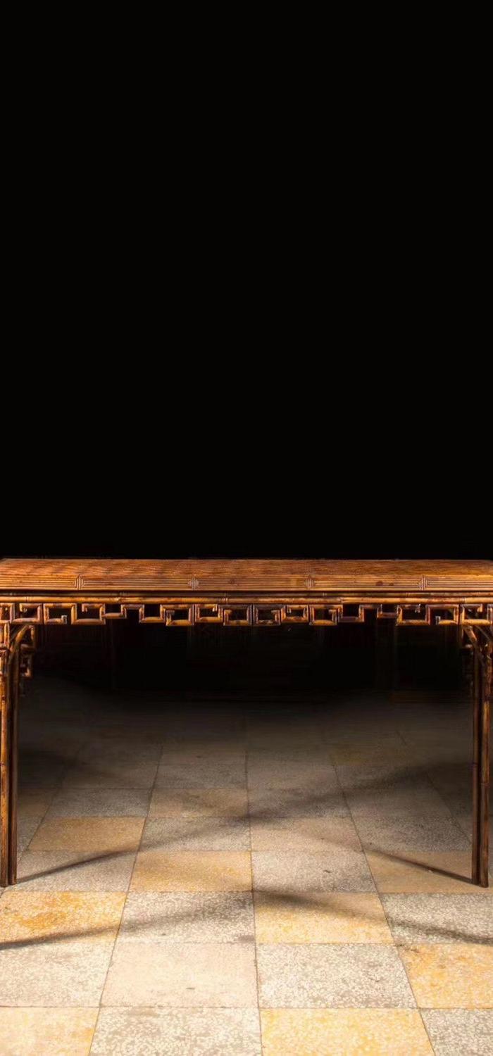 海外回流 明式湘妃竹琴案及花几三件套