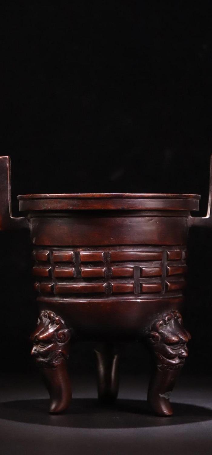品名 旧藏 三足双官帽耳 铜香炉