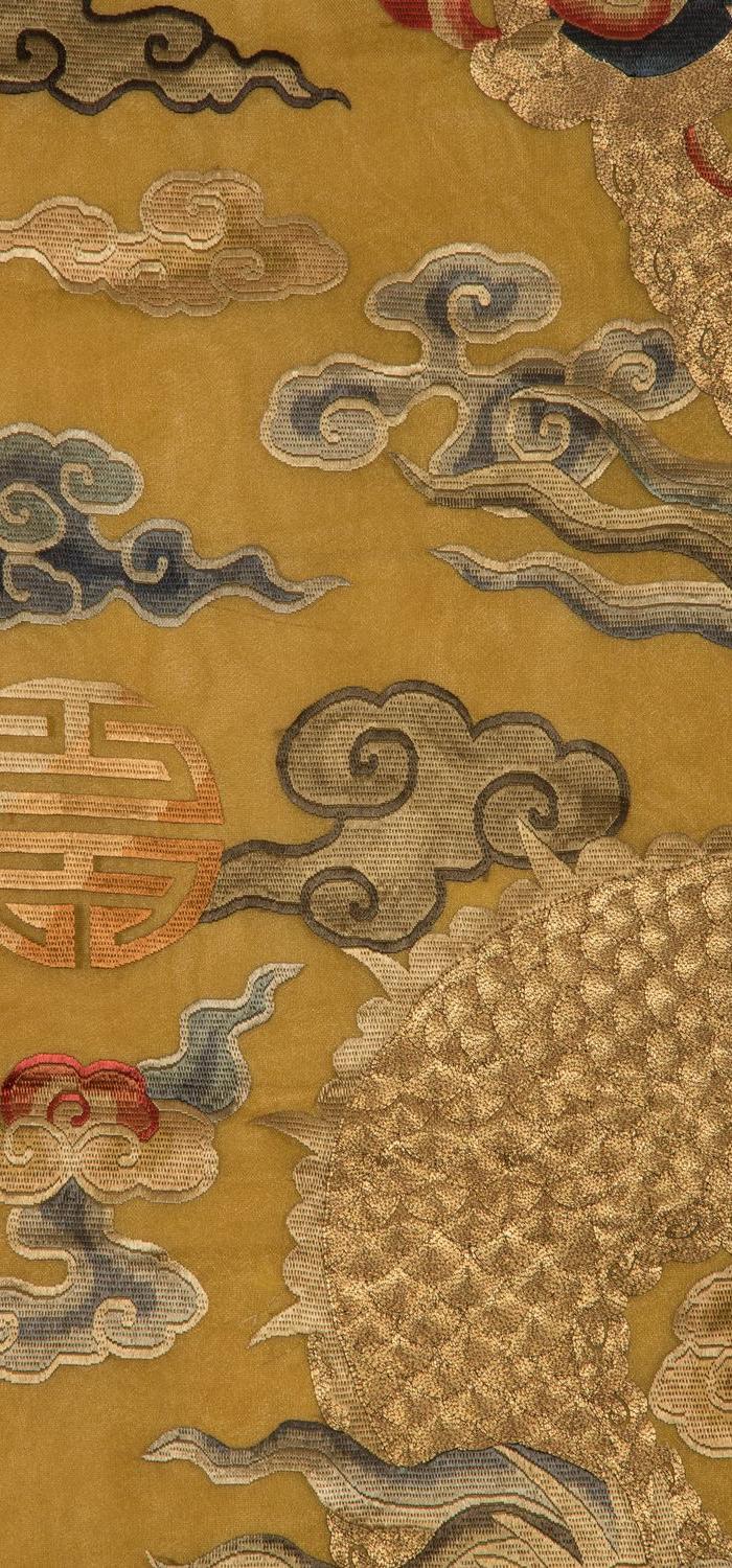 清代 纳沙绣盘金绣龙纹刺绣挂帐