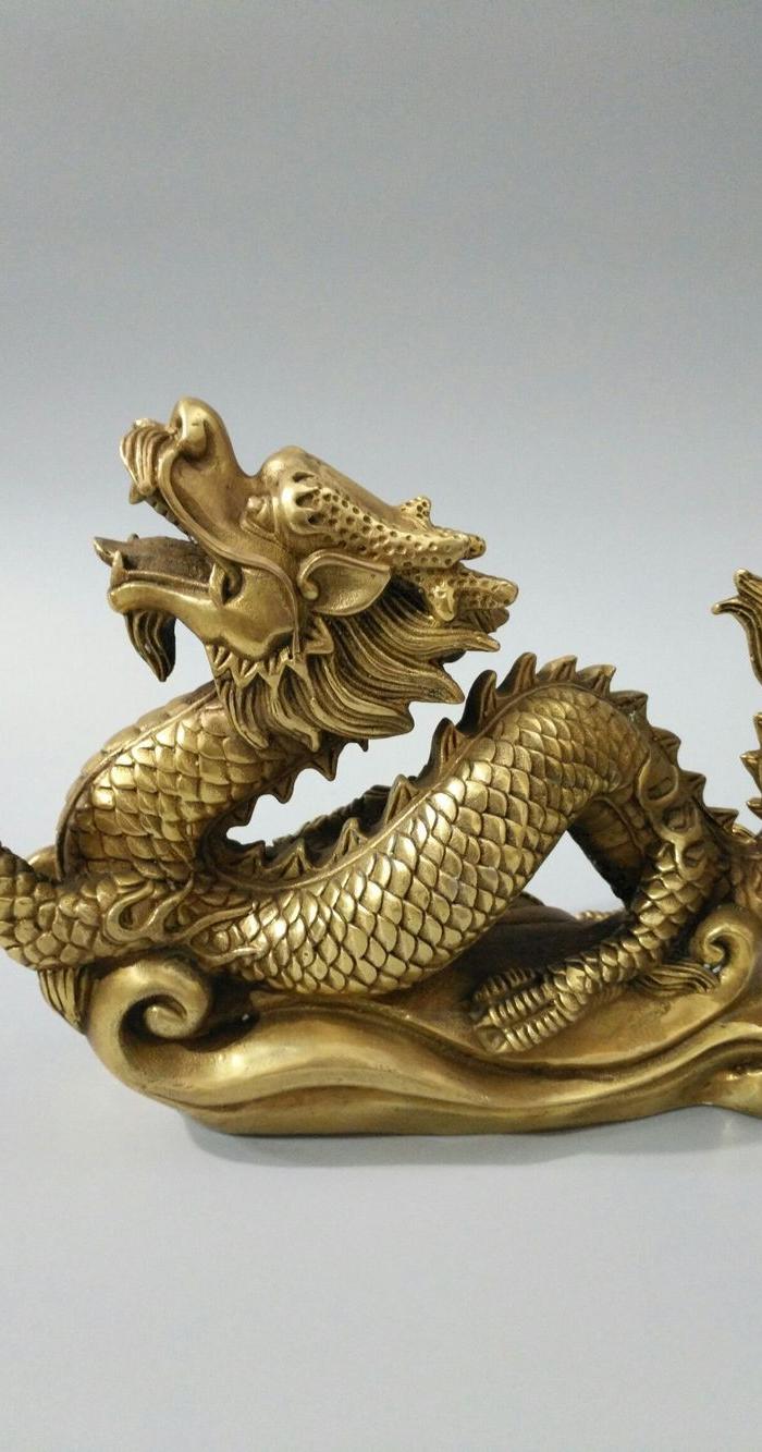 铜鎏金 祥龙戏珠 一件