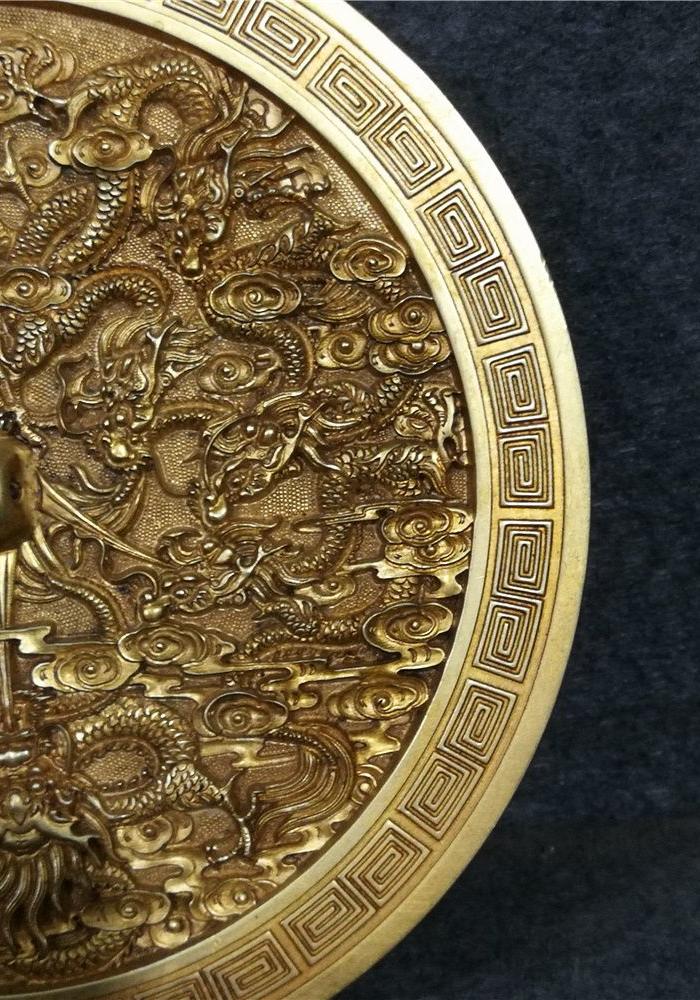 清 铜鎏金浮雕龙纹镜_华夏古玩城_华夏收藏网