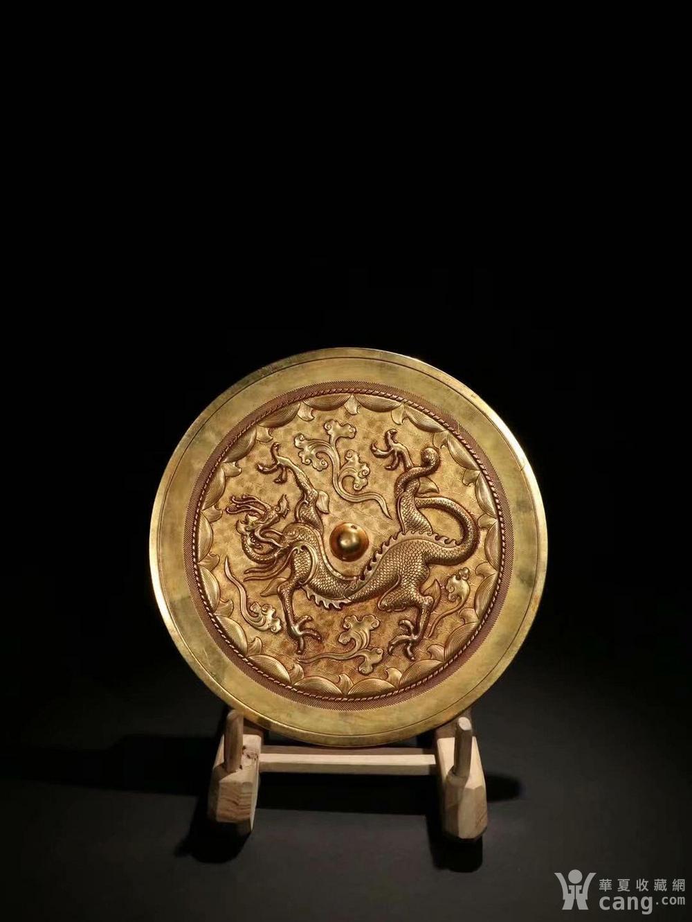 海外回流 唐代风格铜鎏金 龙纹 铜镜
