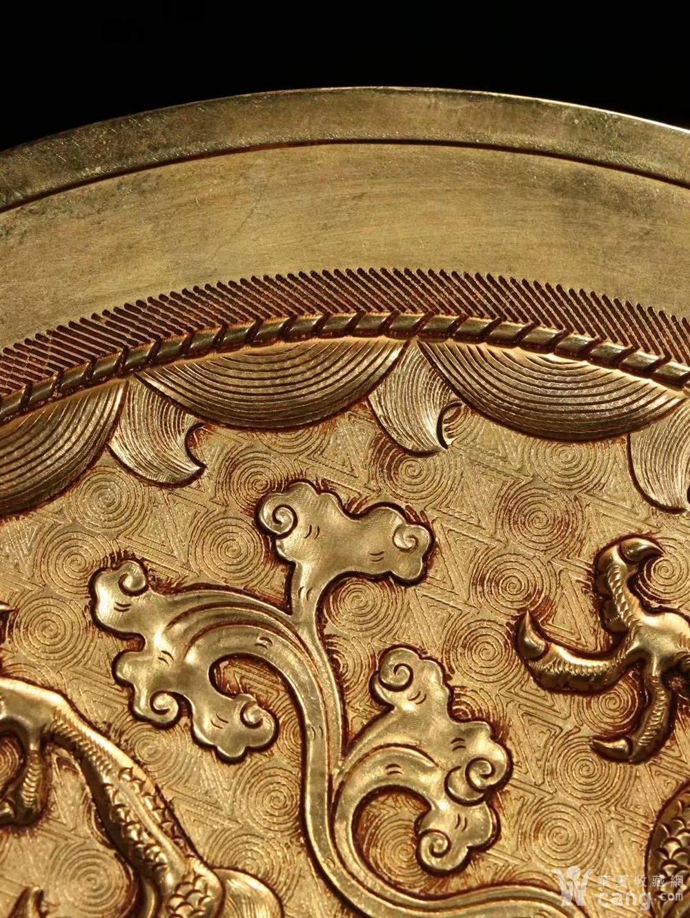 海外回流 唐代风格铜鎏金 龙纹 铜镜