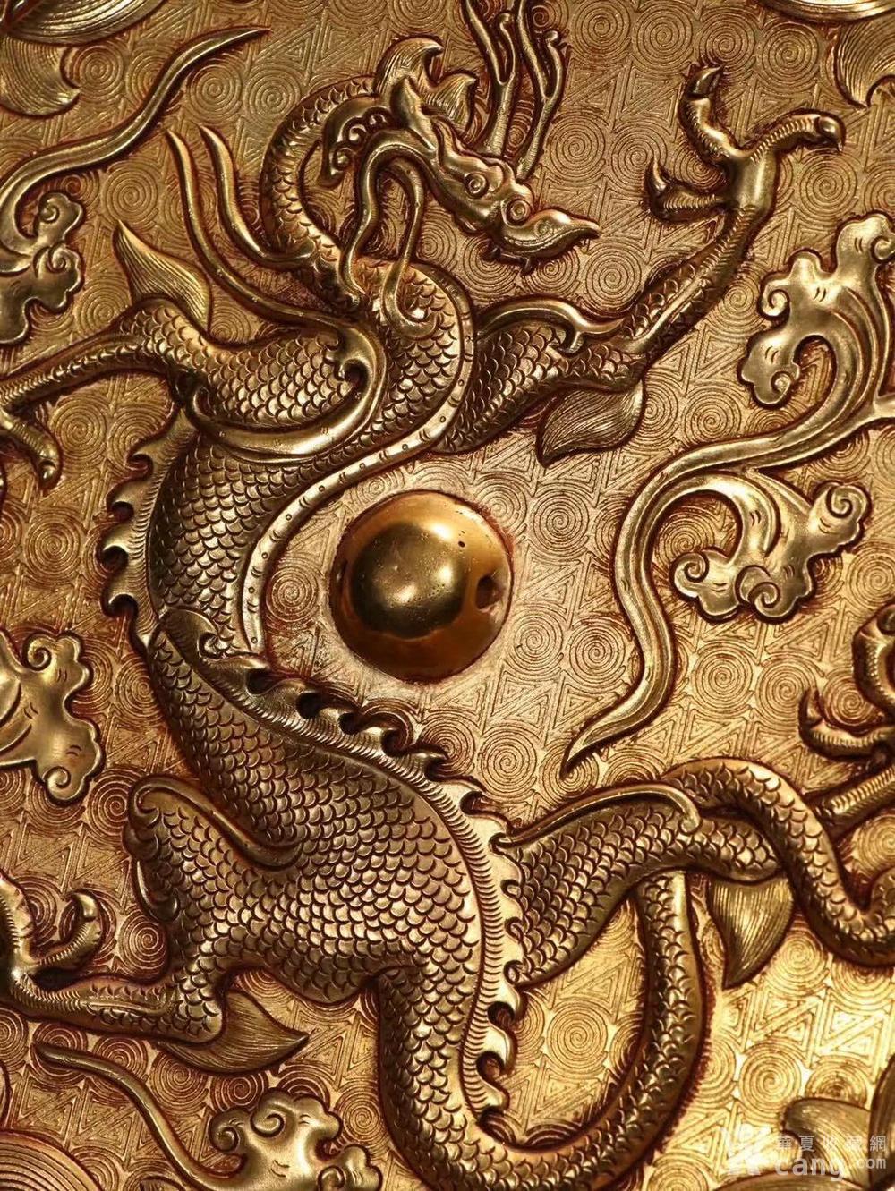 海外回流 唐代风格铜鎏金 龙纹 铜镜